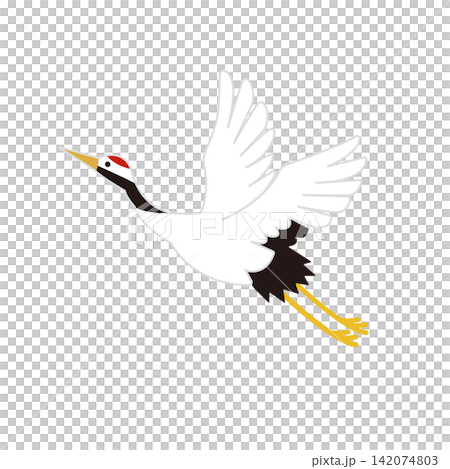 Illustration of a flying crane | Longevity, happiness, celebration, Japanese style material Illustration of a flying crane | Longevity, happiness, celebration, Japanese style material 142074803