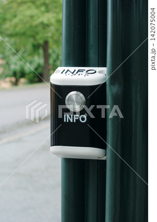 a public information button outdoors a public information button outdoors 142075004
