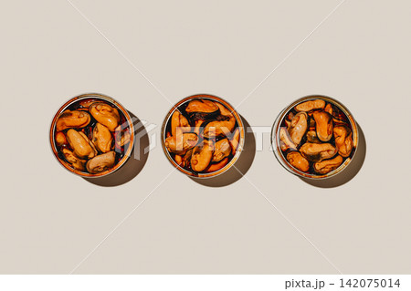 three tins of mejillones en escabeche in a row three tins of mejillones en escabeche in a row 142075014