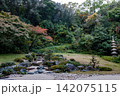 石灯籠と豊かな緑に囲まれた静かな日本庭園 142075115