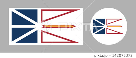 Flag of Newfoundland and Labrador province of Canada sticker, icon. Set of Canadian province flag circle, rectangle banner, background. Newfoundland and Labrador flag round, rectangular badge, button. Flag of Newfoundland and Labrador province of Canada sticker, icon. Set of Canadian province flag circle, rectangle banner, background. Newfoundland and Labrador flag round, rectangular badge, button. 142075372