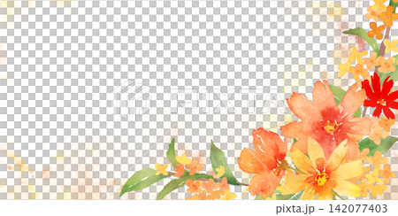 水彩秋花畫框 142077403