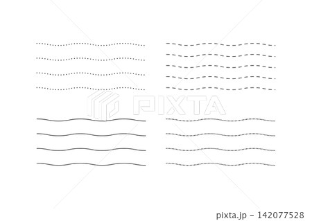 Lines to write on use wavy dotted dashed curved horizontal black forms Lines to write on use wavy dotted dashed curved horizontal black forms 142077528