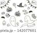 ハロウィン素材セット　白黒 142077601