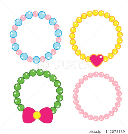 Set of Princess decorated necklace or beads vector clip art 142078189