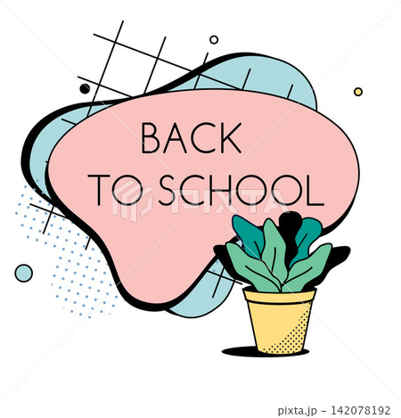 Back to school abstract banner with geometric shapes and plant Back to school abstract banner with geometric shapes and plant 142078192
