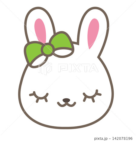 Cute rabbit with bow. Bunny face in kawaii style. Vector clip art Cute rabbit with bow. Bunny face in kawaii style. Vector clip art 142078196