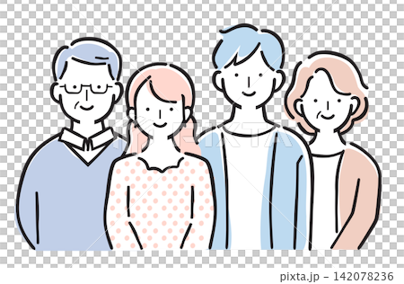 義実家・家族・親族・家族集合のイラスト(シンプルカラー) 義実家・家族・親族・家族集合のイラスト(シンプルカラー) 142078236