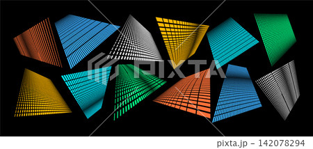Set of modern colorful digital pixel perspective layer design 142078294