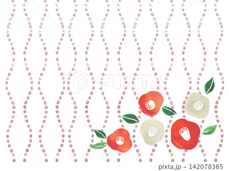 水彩で描いた椿のイラスト背景 水彩で描いた椿のイラスト背景 142078365