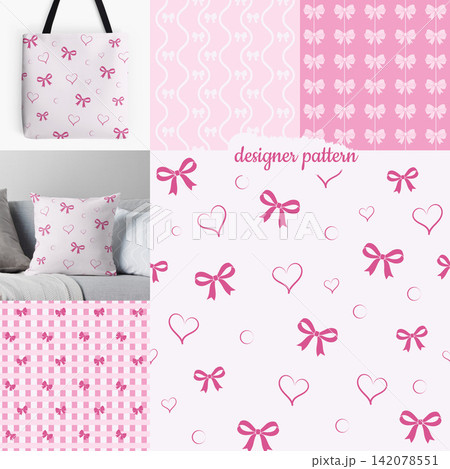 Designer pattern bundle with pink romantic backgrounds and mockups Designer pattern bundle with pink romantic backgrounds and mockups 142078551