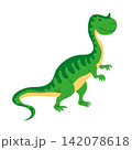Cute Green Dinosaur Cartoon Character Vector Illustration 142078618
