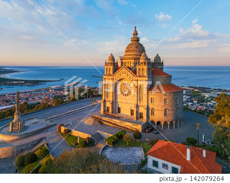 Santa Luzia sanctuary aerial sunrise over Viana do Castelo 142079264