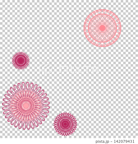 Lace-like circular geometric pattern (4 pieces in two colors: rose red and pink) 142079431