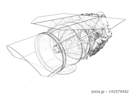 wireframe telescope design. Vector wireframe telescope design. Vector 142079482