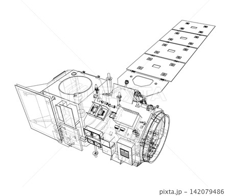 satellite blueprint design. Vector satellite blueprint design. Vector 142079486