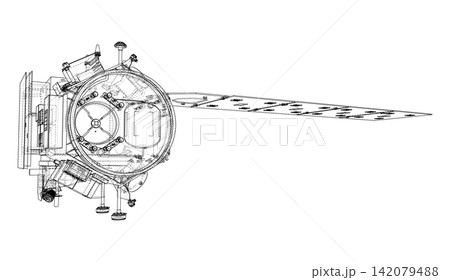 satellite blueprint illustration. Vector satellite blueprint illustration. Vector 142079488