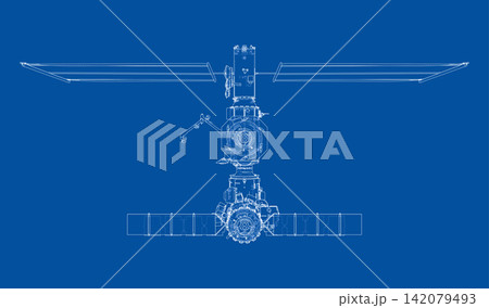 blueprint of a spacecraft design. Vector blueprint of a spacecraft design. Vector 142079493
