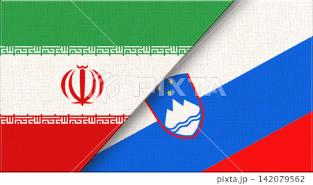 Double flag of Iran and Slovenia on fabric texture. Iranian - Slovenian relations Double flag of Iran and Slovenia on fabric texture. Iranian - Slovenian relations 142079562
