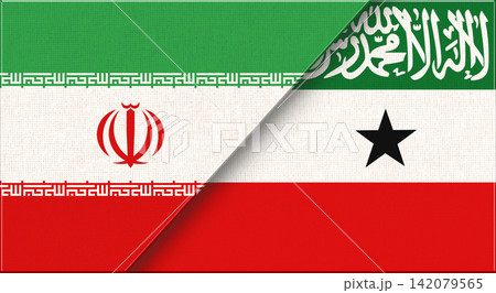 Double flag of Iran and Somaliland on fabric. Iranian - Somaliland relations 142079565