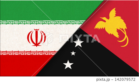 Double flag of Iran and Papua New Guinea. Iranian and Papua New Guinean flag 142079572
