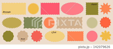 Different hand drawn forms with wavy edge. Different hand drawn forms with wavy edge. 142079626