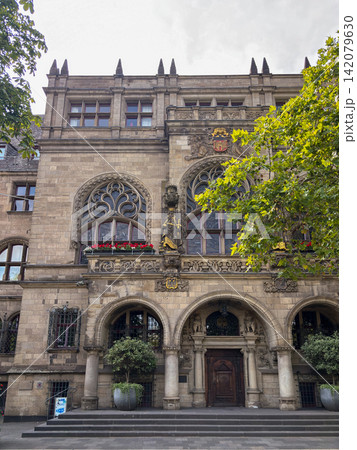 Historic facade of Duisburg Rathaus city hall in Germany 142079630