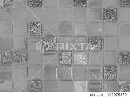 Grey light ceramic tile abstract pattern decorative mosaic texture background square backdrop structure gray white Grey light ceramic tile abstract pattern decorative mosaic texture background square backdrop structure gray white 142079879