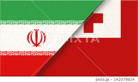 Double flag of Iran and Tonga on fabric texture. Flag of Iran and Tonga Double flag of Iran and Tonga on fabric texture. Flag of Iran and Tonga 142079924