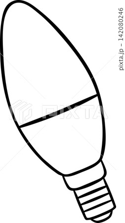 Black and white doodle icon of electric LED light bulb. Simple vector sketch for eco branding and modern interior design Black and white doodle icon of electric LED light bulb. Simple vector sketch for eco branding and modern interior design 142080246