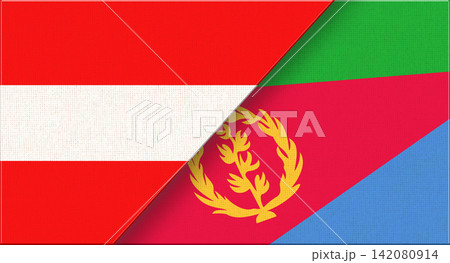 Double flag of Austria and Eritrea on fabric texture. 3D illustration Double flag of Austria and Eritrea on fabric texture. 3D illustration 142080914