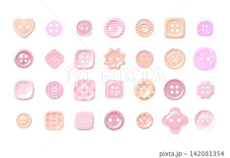 Pastel sewing button element set with assorted decorative shapes Pastel sewing button element set with assorted decorative shapes 142081354