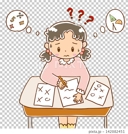 Illustration of a girl who doesn't understand her studies (Part 2) Illustration of a girl who doesn't understand her studies (Part 2) 142082451