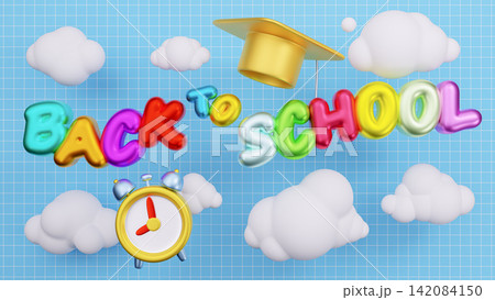 3D Back to School Balloon Text and Education Elements 3D Back to School Balloon Text and Education Elements 142084150