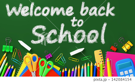 Back to school banner with blackboard and pencils Back to school banner with blackboard and pencils 142084154