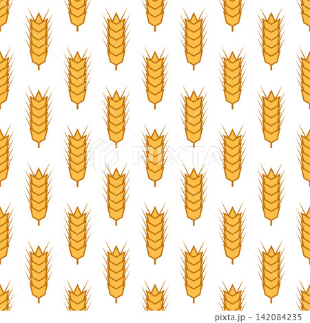 Vector Seamless Pattern with Agriculture Wheat and Cereal Ears on White Background. Organic Wheat, Rice Ear Design Template. Bread, Beer Packaging, Farming, Organic Food Concepts Vector Seamless Pattern with Agriculture Wheat and Cereal Ears on White Background. Organic Wheat, Rice Ear Design Template. Bread, Beer Packaging, Farming, Organic Food Concepts 142084235