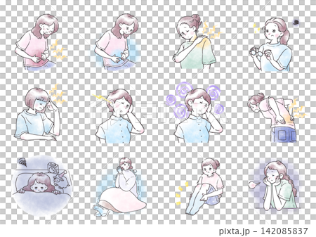 女性身體狀況的插圖集 142085837