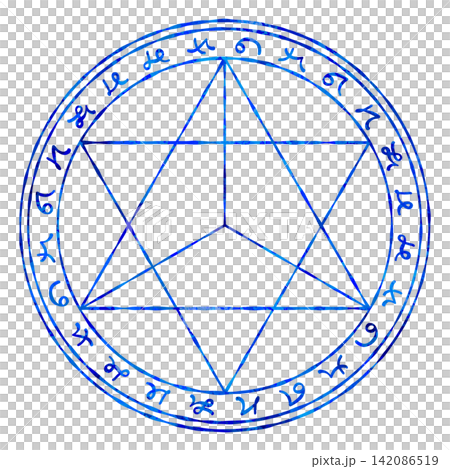 一個簡單的手繪風格魔法陣(藍色) 一個簡單的手繪風格魔法陣(藍色) 142086519