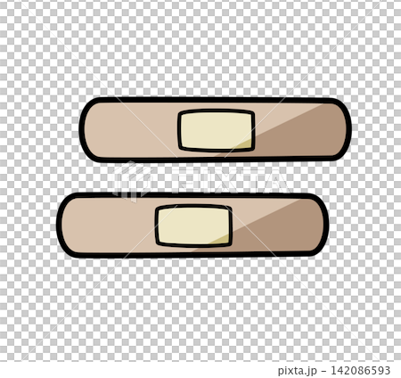 2枚の絆創膏のイラスト 2枚の絆創膏のイラスト 142086593