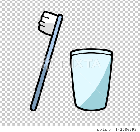 A set of simple toothbrush and cup illustrations. A set of simple toothbrush and cup illustrations. 142086595