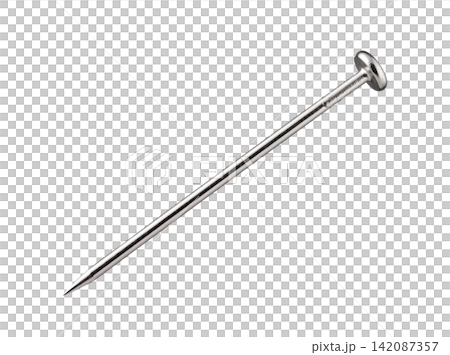 Isolated classic silver sewing pin element 142087357