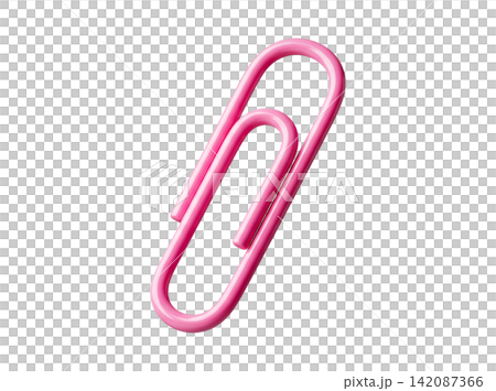 Isolated pink paperclip element Isolated pink paperclip element 142087366