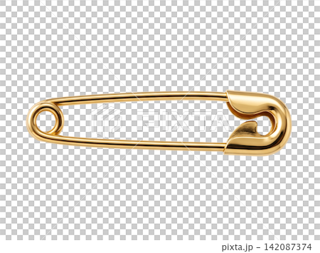 Isolated gold safety pin element Isolated gold safety pin element 142087374