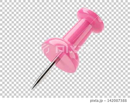 Isolated floating pink thumbtack element Isolated floating pink thumbtack element 142087388