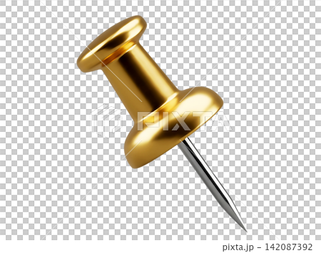 Isolated gold thumbtack element Isolated gold thumbtack element 142087392