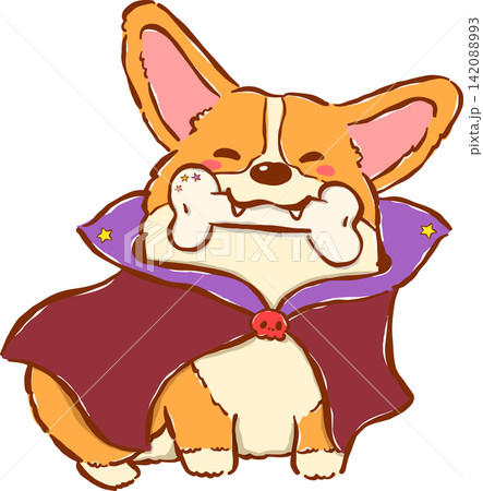 Cute Halloween Corgi Vampire Costume Hand Drawn Whimsical Illustration Cute Halloween Corgi Vampire Costume Hand Drawn Whimsical Illustration 142088993
