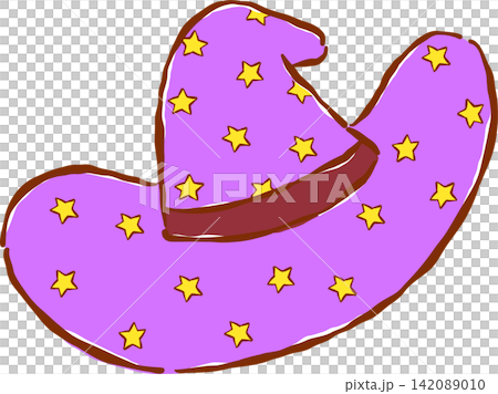 Magical Purple Wizard Witch Hat Hand Drawn Whimsical Illustration Magical Purple Wizard Witch Hat Hand Drawn Whimsical Illustration 142089010