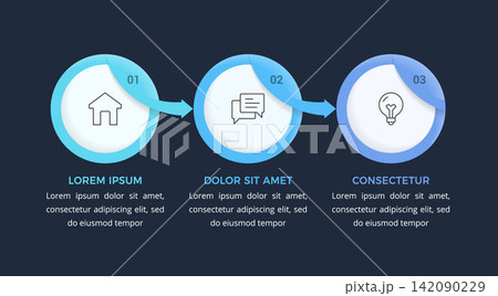 Three Steps Process Business Infographic Template Three Steps Process Business Infographic Template 142090229