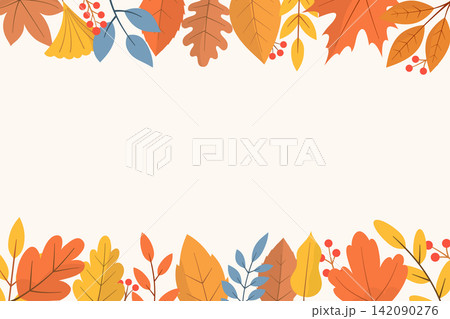 Autumn Leaves and Berries Border Autumn Leaves and Berries Border 142090276