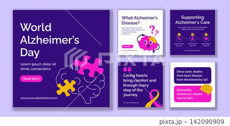 World Alzheimer's Day Social Media Post Flat Cartoon Templates Background Illustration World Alzheimer's Day Social Media Post Flat Cartoon Templates Background Illustration 142090909
